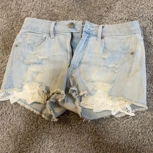 American Eagle light wash distressed shorts